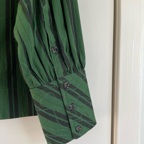 Ganni Mock Neck Tie Stripe Oversized Blouse - Picture 4 of 7